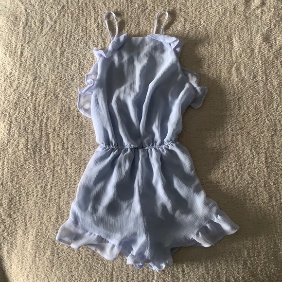 H&M Ruffled Crepe Light Blue Romper - Picture 2 of 5